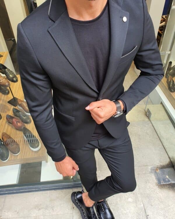 Aysoti Tasall Black Slim Fit Suit