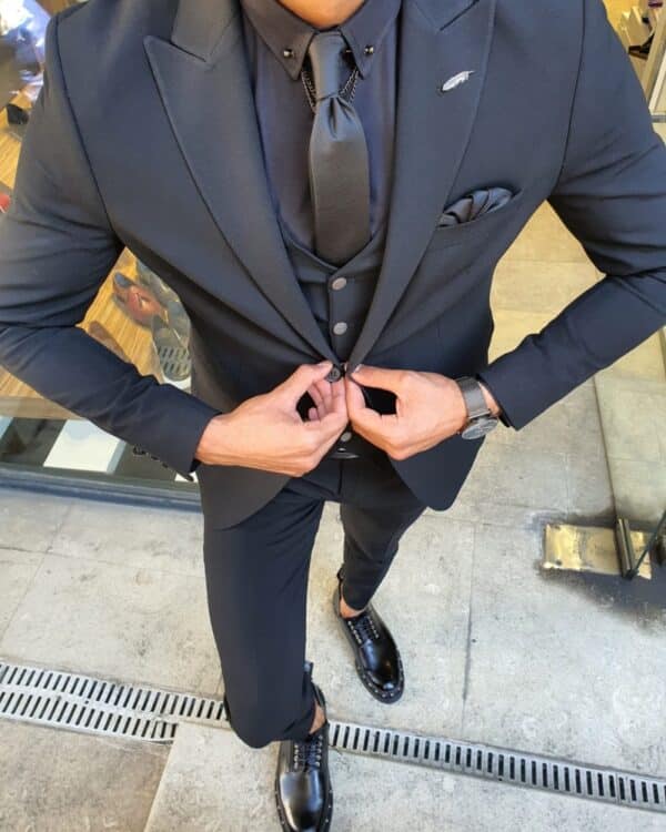 Aysoti Onyx Black Slim Fit Suit