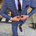Aysoti Indigo Slim Fit Plaid Suit
