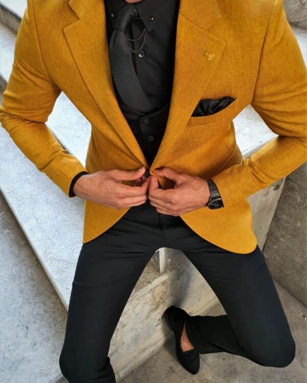 Aysoti Mustard Slim Fit Suit
