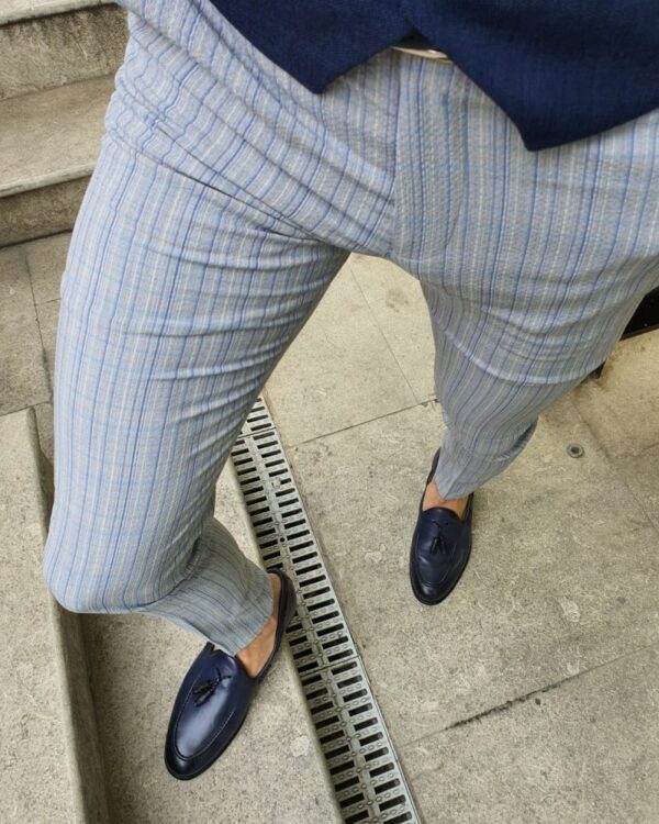 Aysoti Belgun Slim-fit Gray Slim Fit Pinstripe Pants