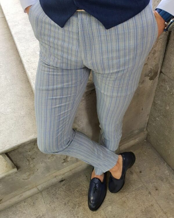 Aysoti Belgun Slim-fit Gray Slim Fit Pinstripe Pants