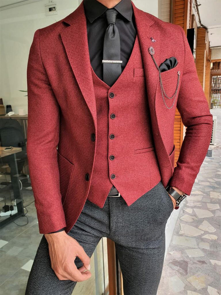 Aysoti Mitik Claret Red Slim Fit Suit - Aysotiman