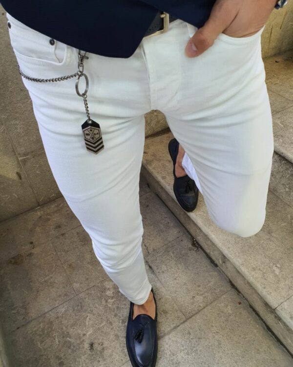 Brandon White Slim Fit Handmade Jeans