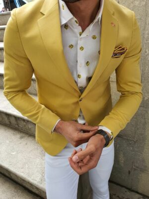Aysoti Yellow Slim Fit Blazer