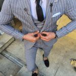 Aysoti Varada Gray Slim Fit Pinstripe Suit