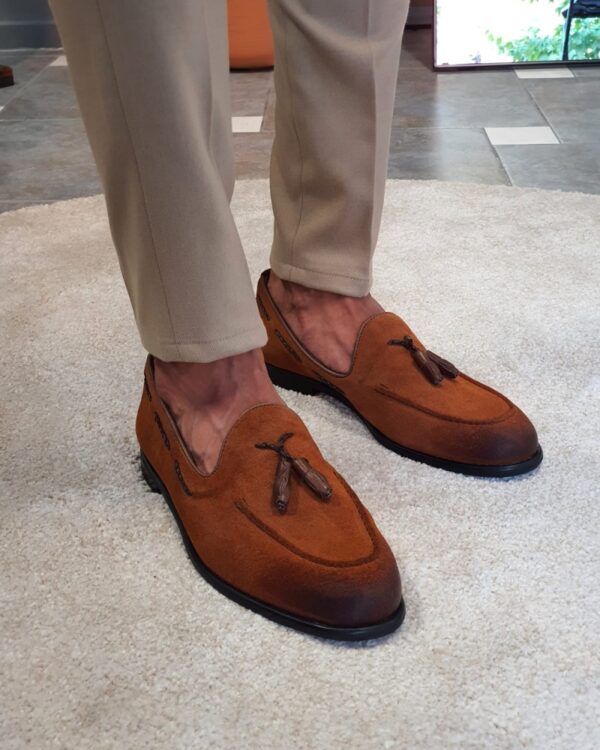 Aysoti Anchorage Tan Suede Tassel Loafers