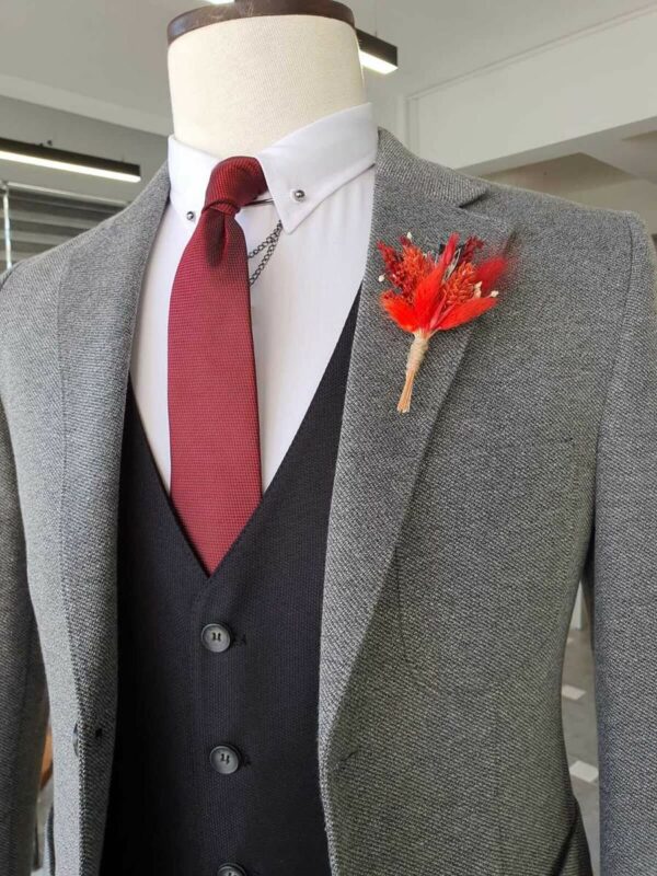 Aysoti Becksbourne Gray Slim Fit Suit