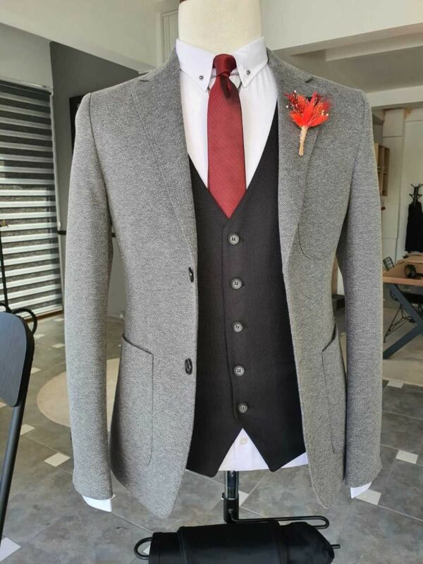 Aysoti Becksbourne Gray Slim Fit Suit