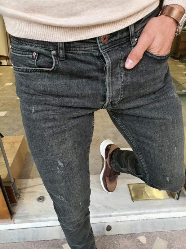 Aysoti Elon Khaki Slim Fit Striped Jeans