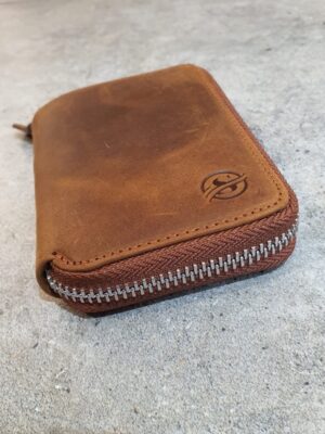 Aysoti Camel Zippered Leather Wallet