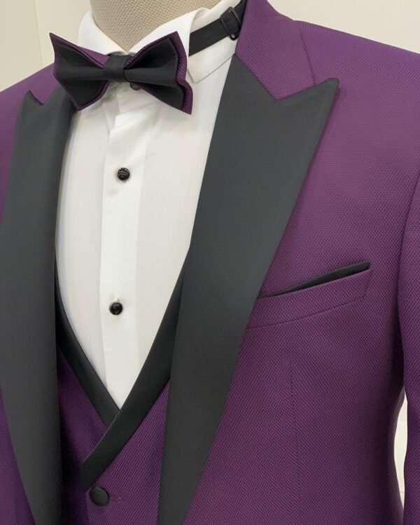 Aysoti Clyde Purple Slim Fit Peak Lapel Tuxedo