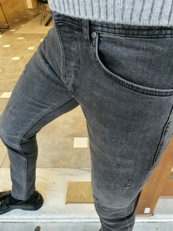 Aysoti Brandon Gray Slim Fit Striped Jeans