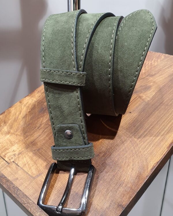 Aysoti Khaki Suede Leather Belt