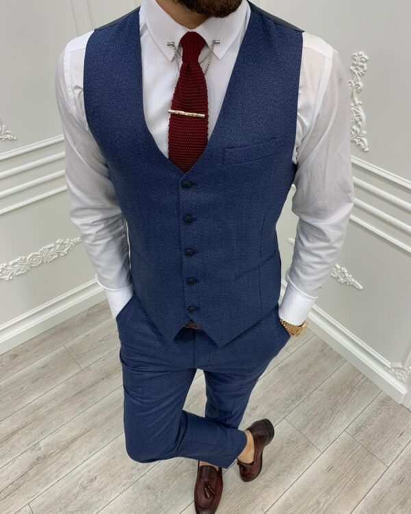 Aysoti Milford Blue Slim Fit Plaid Suit