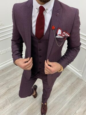 Aysoti Laval Burgundy Slim Fit Suit