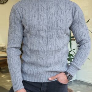 Aysoti Mooseville Gray Slim Fit Turtleneck Wool Sweater