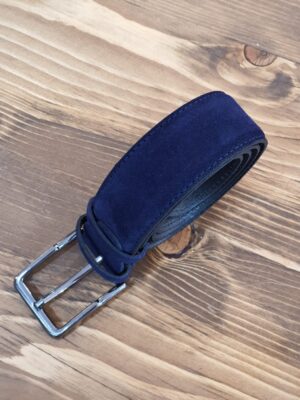 Aysoti Navy Blue Suede Leather Belt