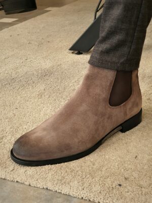 Aysoti Tan Mink Suede Chelsea Boots