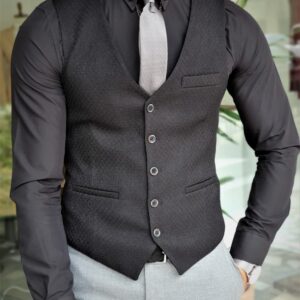 Aysoti Soffran Black Slim Fit Vest