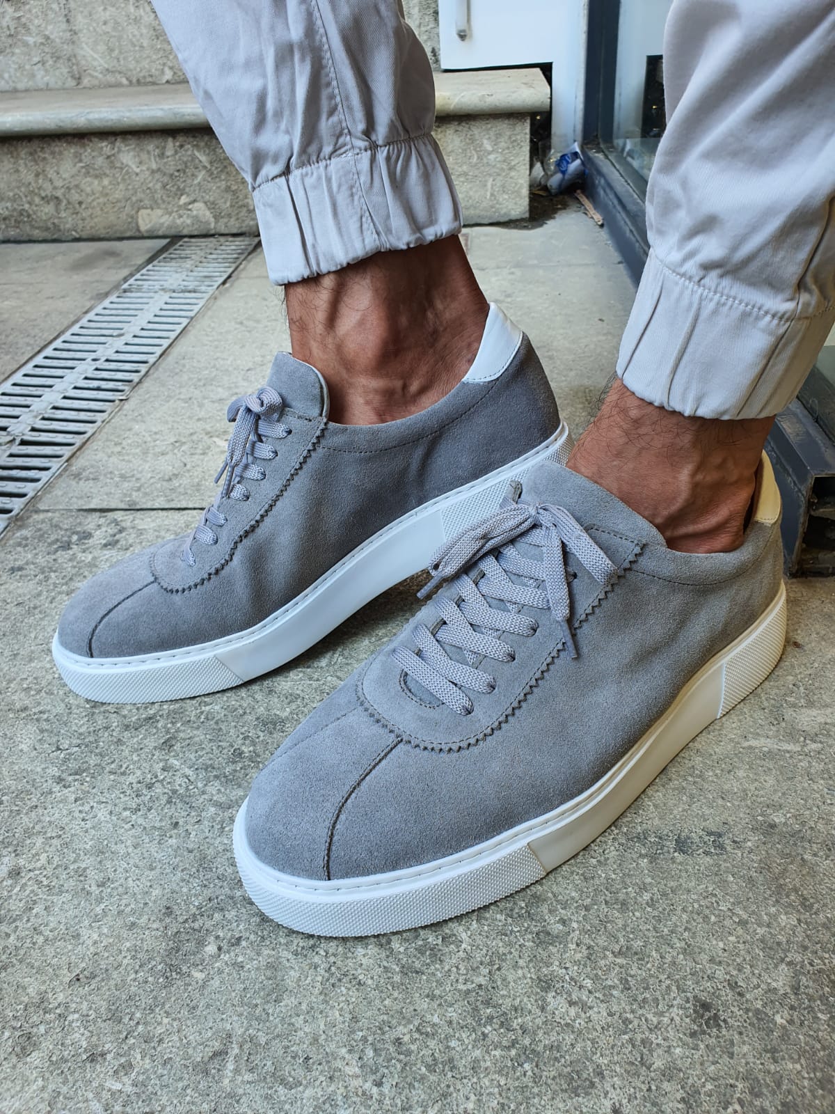 Aysoti Gray Mid-Top Suede Sneaker