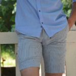 Aysoti Navy Blue Slim Fit Striped Shorts