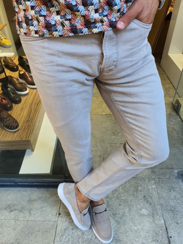 Aysoti Sparks Beige Slim Fit Handmade Jeans