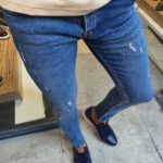 Aysoti Sparks Blue Slim Fit Handmade Ripped Jeans