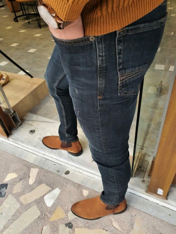 Aysoti Brandon Khaki Slim Fit Striped Jeans