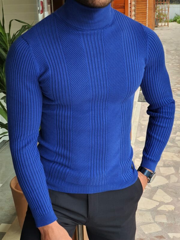 Aysoti Warren Sax Slim Fit Turtleneck Wool Sweater