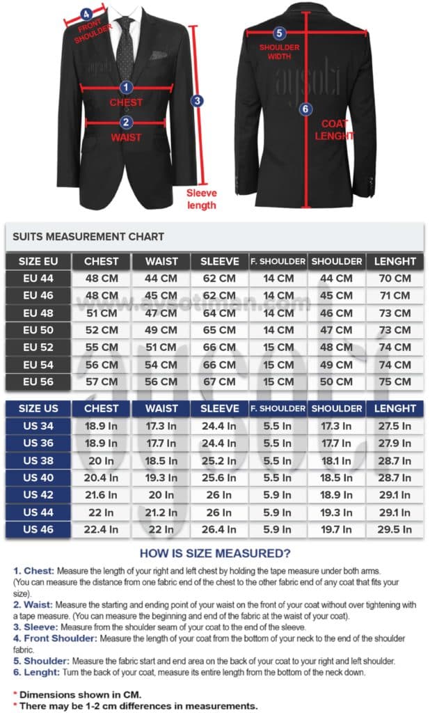 Slim Fit Suit Size Chart | iletisim.akdeniz.edu.tr