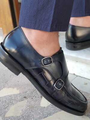 Aysoti Becksbourne Navy Blue Monk Strap Loafers