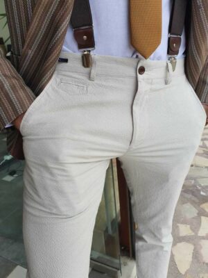 Aysoti Navak Beige Slim Fit Cotton Pants