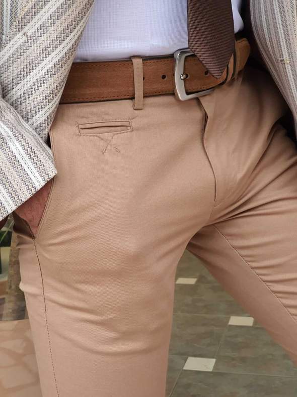 Aysoti Vermut Camel Slim Fit Cotton Pants