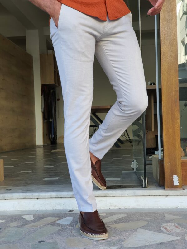 Aysoti Belgun Beige Slim Fit Cotton Pants