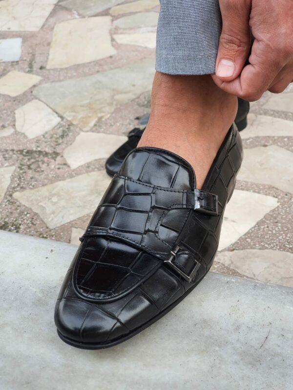 Black Double Monk Strap Loafers