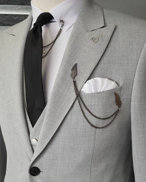 Gray Slim Fit Cotton Suit