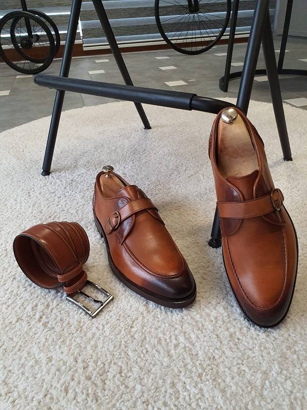 Tan Buckle Loafers