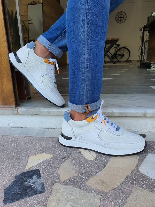 White Mid-Top Sneakers
