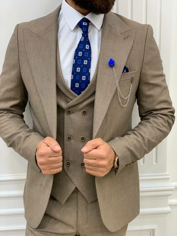 Brown Slim Fit Peak Lapel Suit