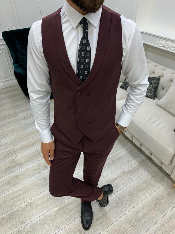 Burgundy Slim Fit Peak Lapel Suit