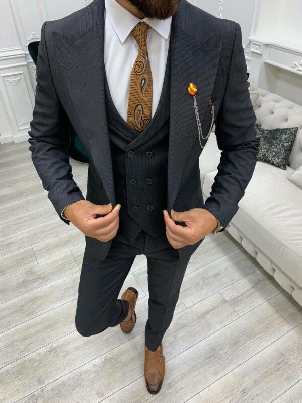 Dark Gray Slim Fit Peak Lapel Suit