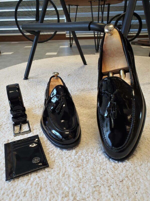 Black Patent Leather Tassel Loafers