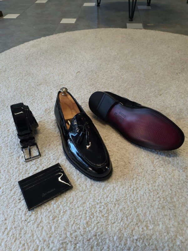 Black Patent Leather Tassel Loafers