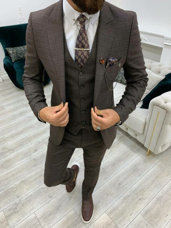 Brown Slim Fit Peak Lapel Suit