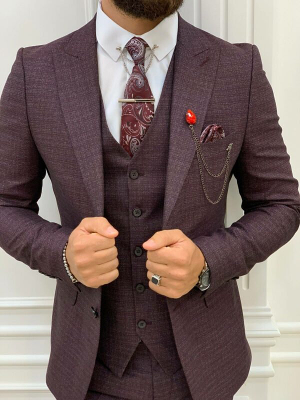 Burgundy Slim Fit Peak Lapel Suit