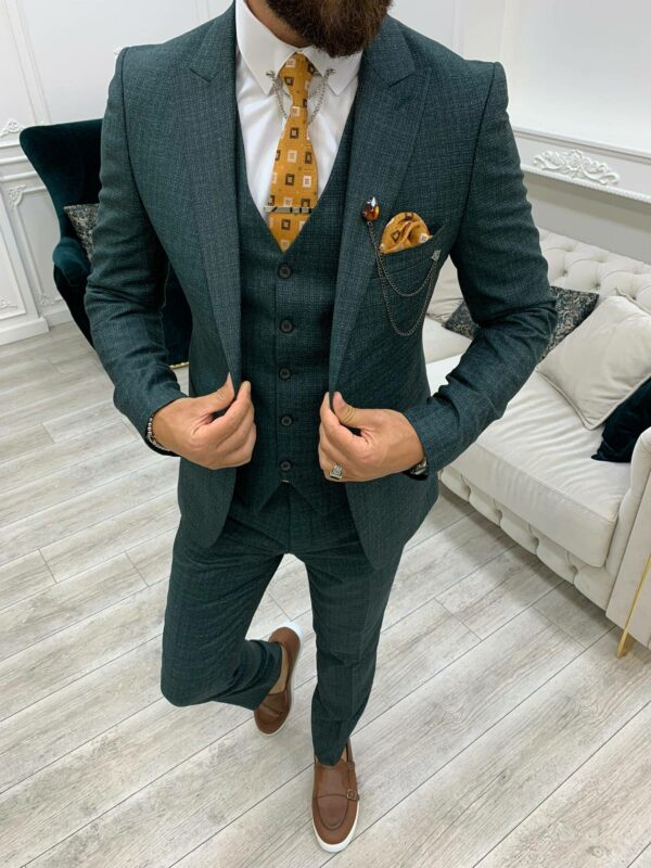 Green Slim Fit Peak Lapel Suit