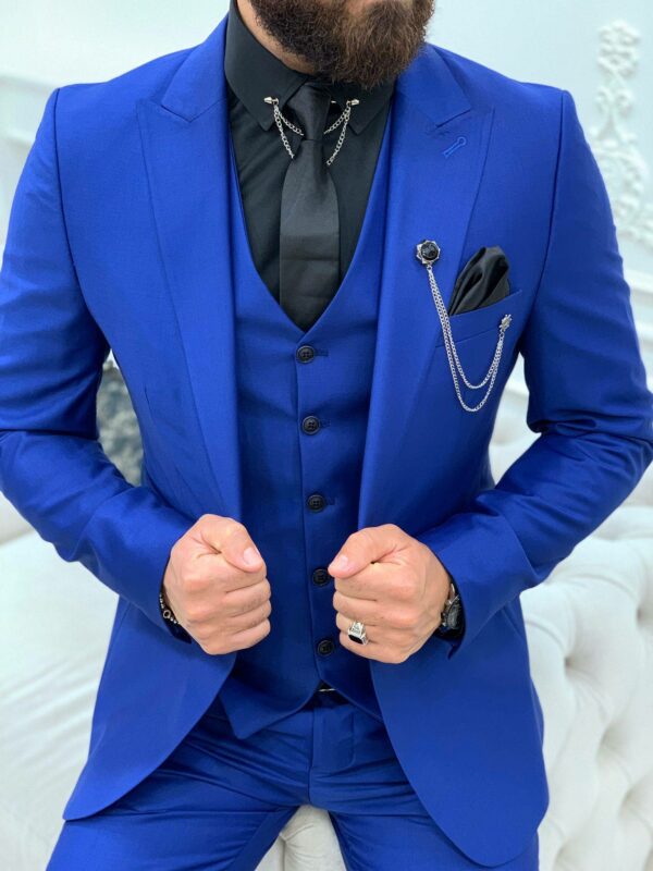 Blue Slim Fit Peak Lapel Suit