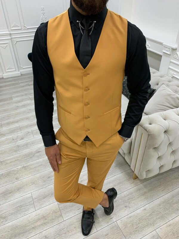 Mustard Slim Fit Peak Lapel Suit