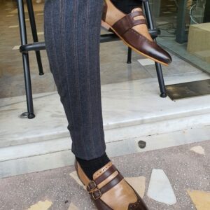 Brown Wing Tip Buckle Loafers